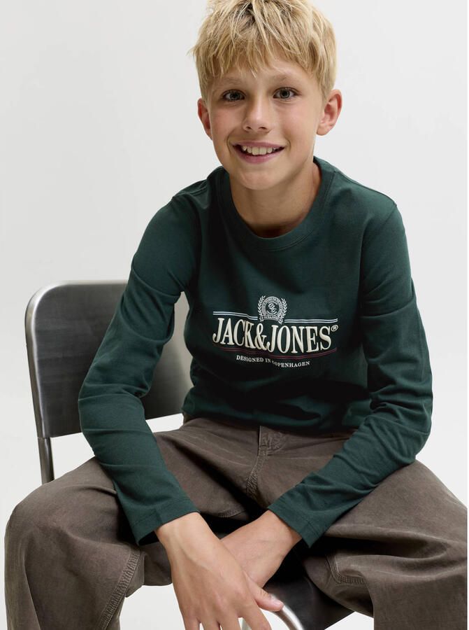 JACK & JONES JUNIOR longsleeve met print donkergroen - Foto 2