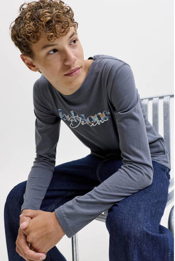 JACK & JONES JUNIOR longsleeve met tekst grijs - Foto 2