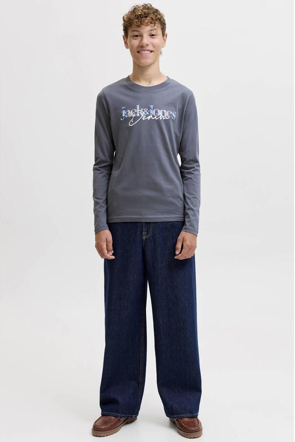 JACK & JONES JUNIOR longsleeve met tekst grijs - Foto 3