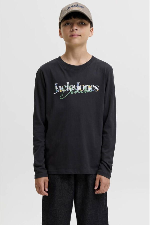 JACK & JONES JUNIOR longsleeve met tekst zwart