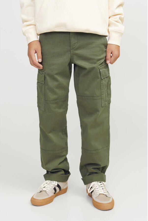 Jack & jones JUNIOR loose fit cargobroek JPSTKANE JJHARLOW Groen Jongens Stretchkatoen 128