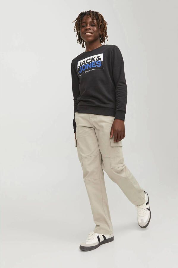 Jack & jones JUNIOR loose fit cargobroek JSPTKANE JJHARLOW beige Jongens Stretchkatoen 134 - Foto 3