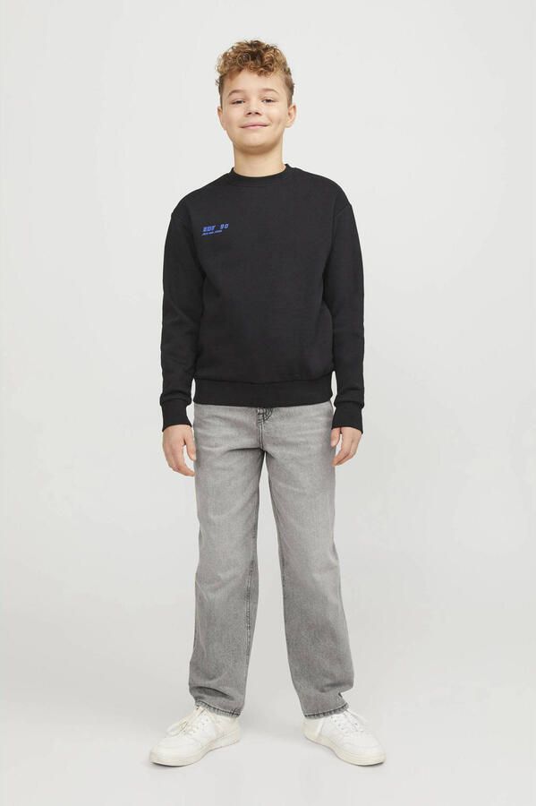 Jack & jones JUNIOR loose fit jeans JJICHRIS grijs Jongens Katoen Effen 128