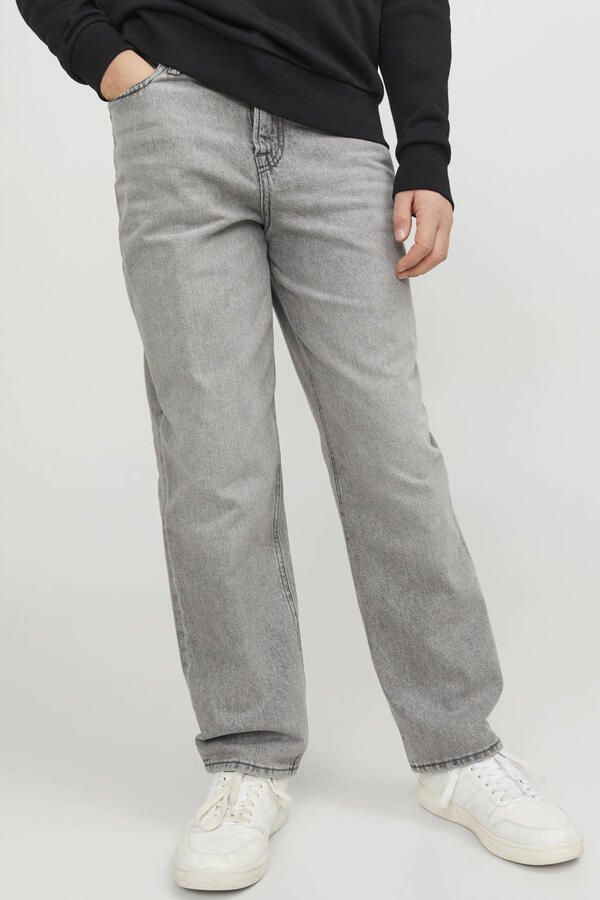 Jack & jones JUNIOR loose fit jeans JJICHRIS grijs Jongens Katoen Effen 128 - Foto 3