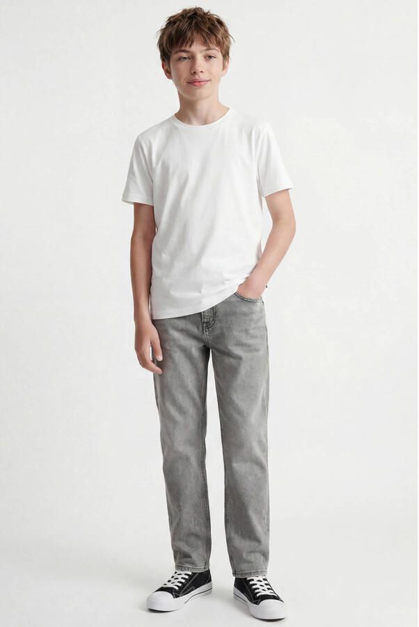 Jack & jones JUNIOR loose fit jeans JJICHRIS grijs Jongens Katoen Effen 128 - Foto 2