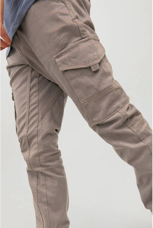 Jack & jones JUNIOR low waist slim fit cargobroek JPSTPAUL beige Jongens Stretchkatoen 176