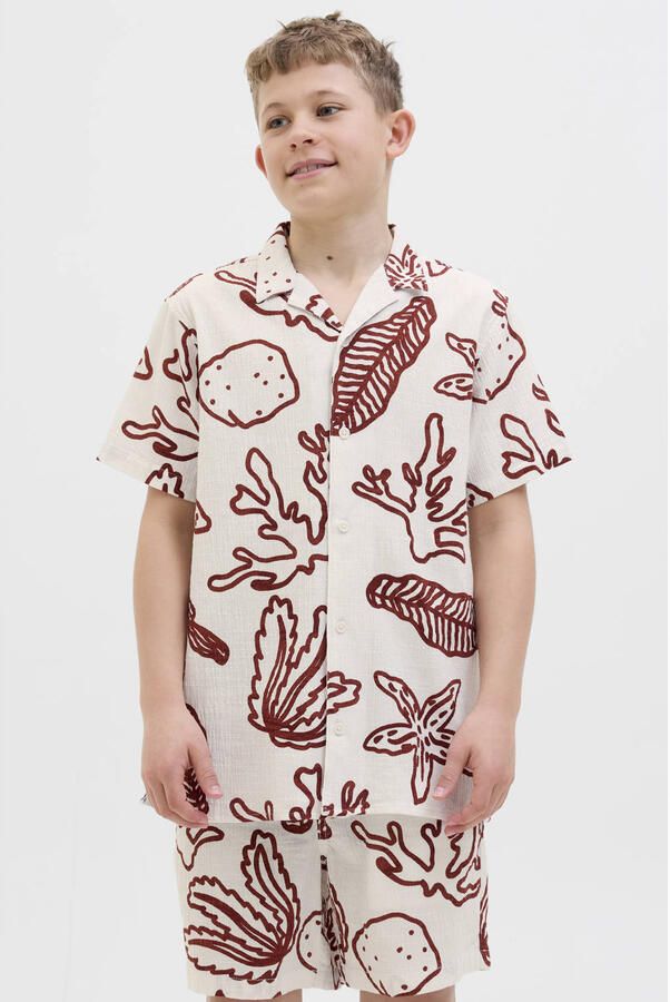 JACK & JONES JUNIOR overhemd donkerrood