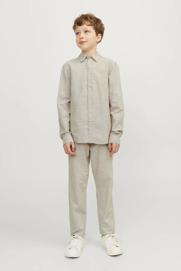 Jack & jones JUNIOR overhemd JJELINEN BLEND beige Jongens Katoen Klassieke kraag 152 - Foto 2