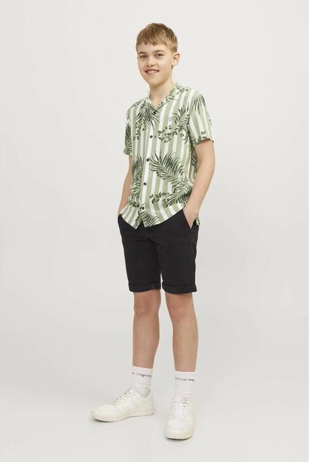 Jack & jones JUNIOR overhemd JJJEFF RESORT met all over print lichtgroen wit Jongens Viscose Klassieke kraag 164 - Foto 2