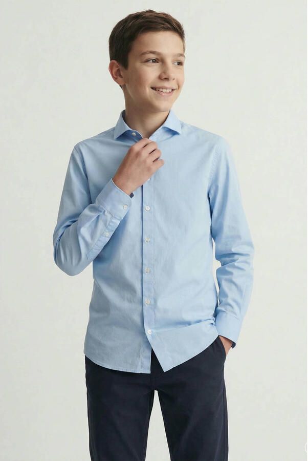 Jack & Jones Junior Overhemd met lange mouwen JJEAXEL elastisch en gemakkelijk te combineren effen modieus regular fit geweven overhemdkraag