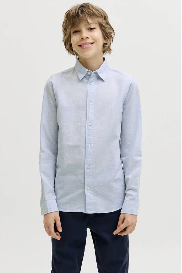 JACK & JONES JUNIOR overhemd met linnen lichtblauw