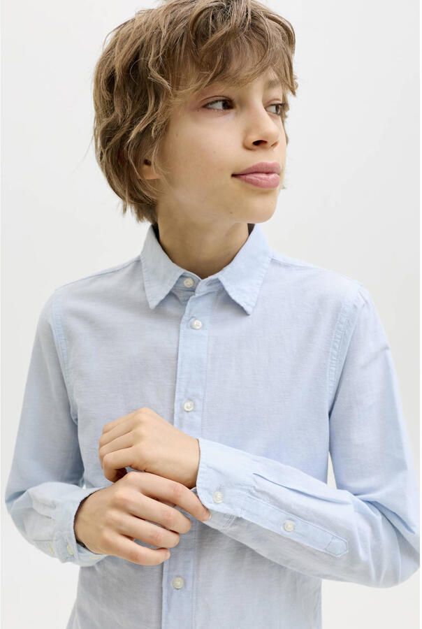 JACK & JONES JUNIOR overhemd met linnen lichtblauw - Foto 2
