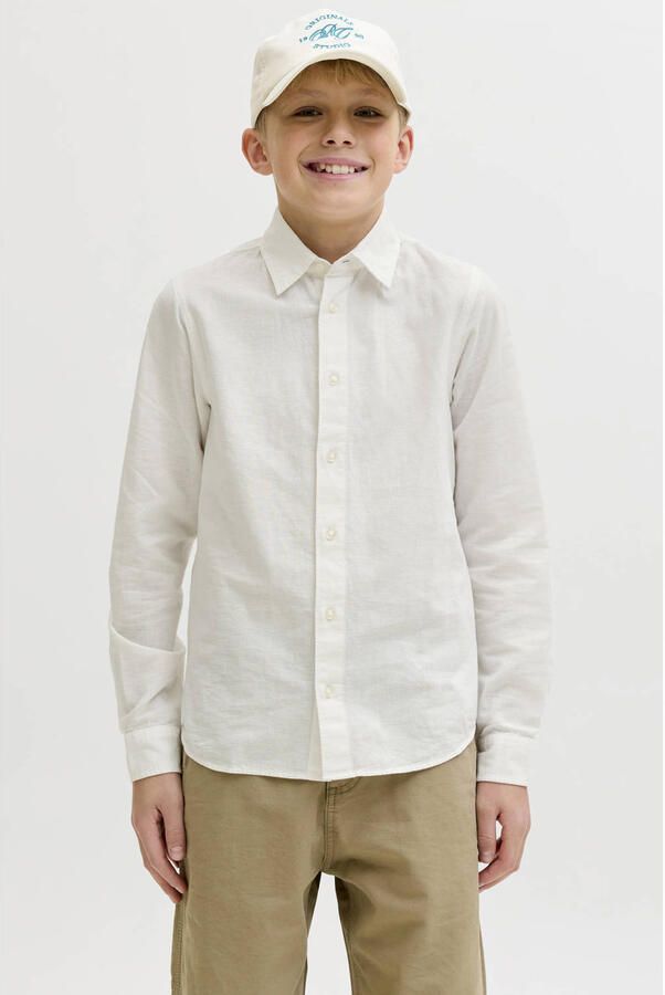 JACK & JONES JUNIOR overhemd met linnen wit