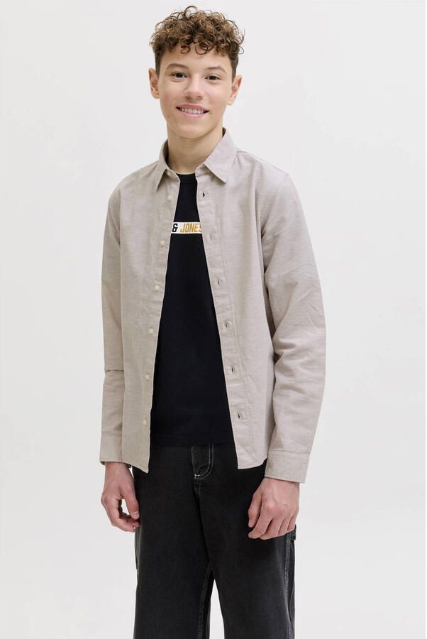 JACK & JONES JUNIOR overhemd met linnen zand