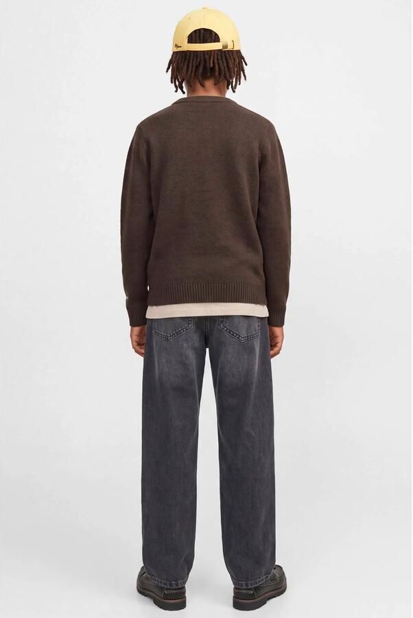 JACK & JONES JUNIOR oversized gebreide trui donkerbruin Jongens Sweat Ronde hals - Foto 3
