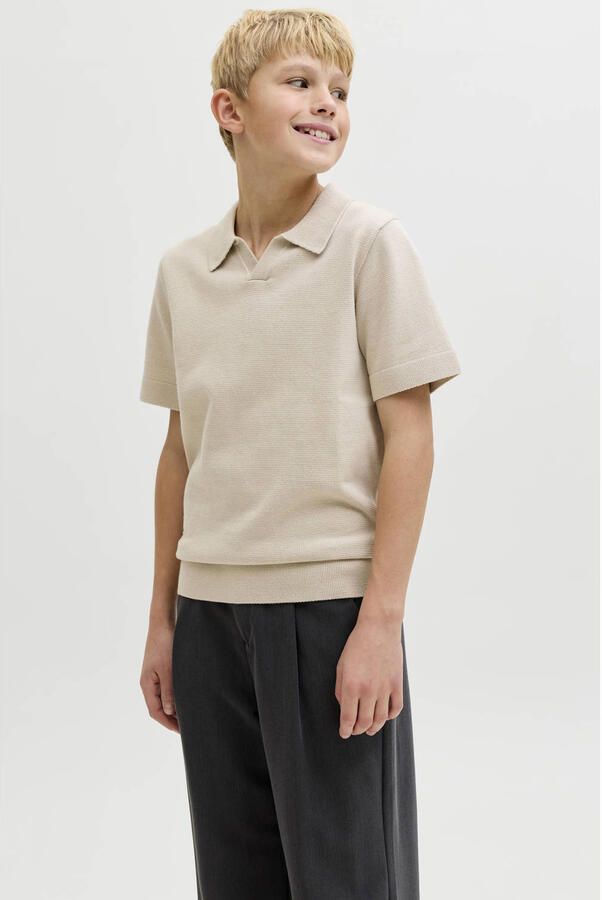 JACK & JONES JUNIOR polo beige fijn gebreid