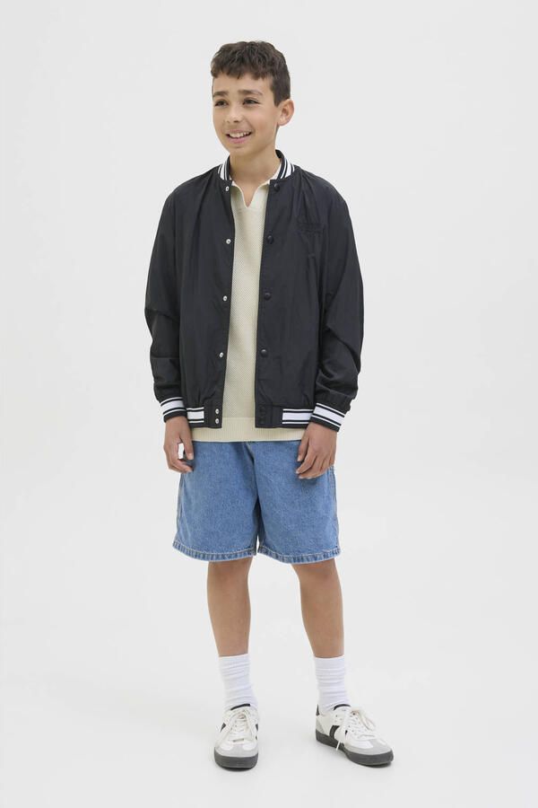 JACK & JONES JUNIOR polo lichtgrijs fijn gebreid