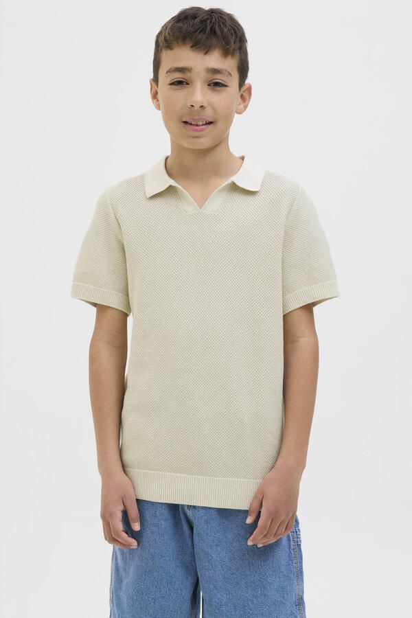 JACK & JONES JUNIOR polo lichtgrijs fijn gebreid - Foto 3