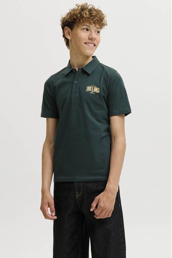 JACK & JONES JUNIOR polo met print donkergroen