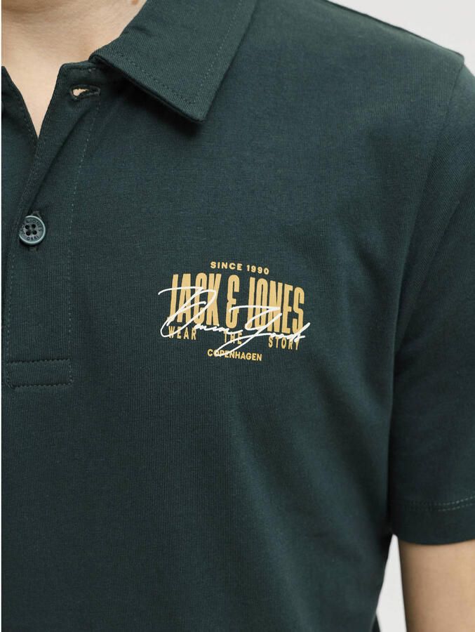JACK & JONES JUNIOR polo met print donkergroen - Foto 2