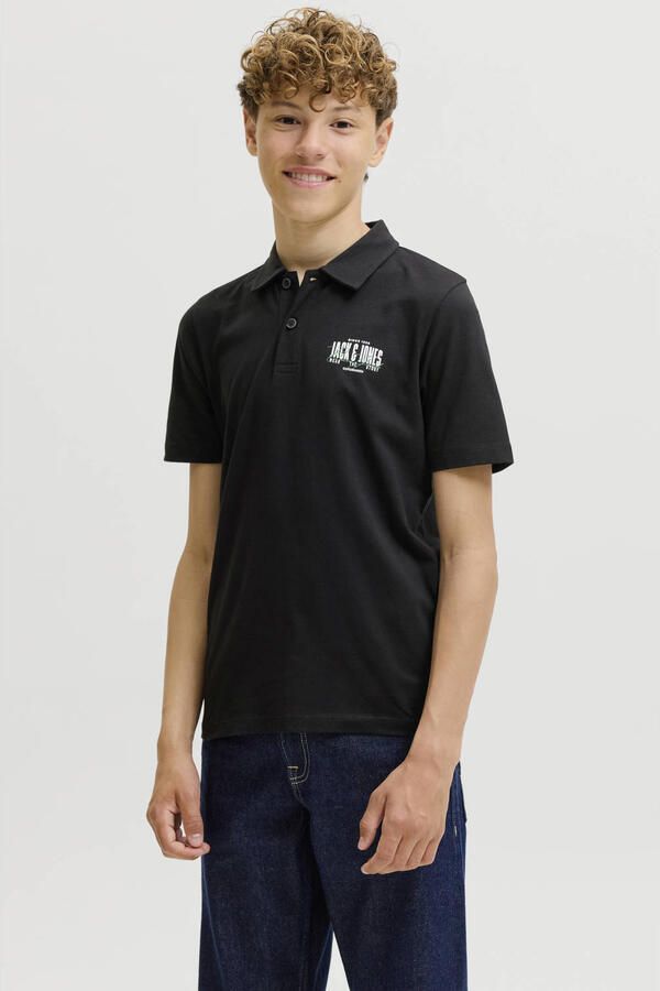 JACK & JONES JUNIOR polo met print zwart