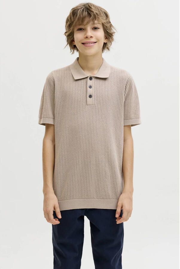 JACK & JONES JUNIOR polo zand fijn gebreid