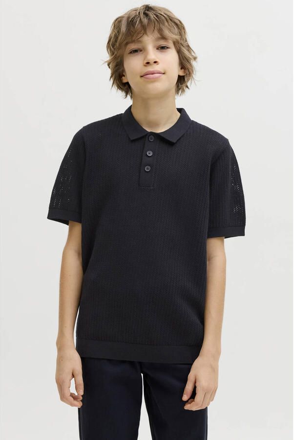 JACK & JONES JUNIOR polo zwart fijn gebreid