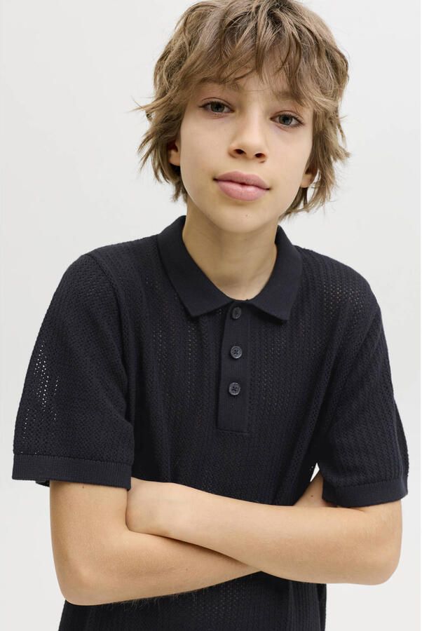JACK & JONES JUNIOR polo zwart fijn gebreid - Foto 3