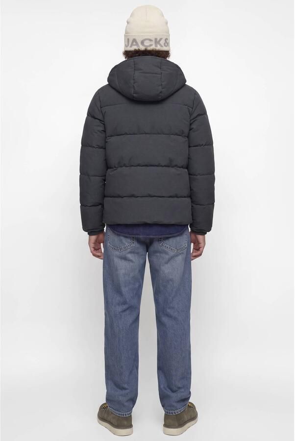 JACK & JONES JUNIOR pufferjas donkergrijs Jongens Polyester Capuchon - Foto 3