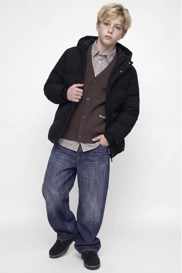 JACK & JONES JUNIOR pufferjas zwart Jongens Polyester Capuchon Effen - Foto 3