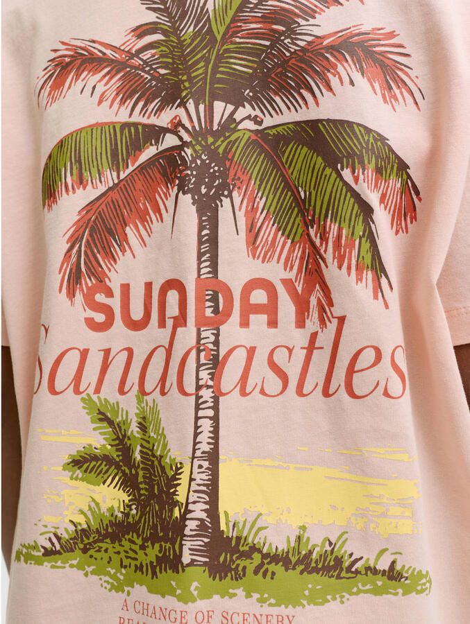 JACK & JONES JUNIOR rechtvallend T-shirt met backprint oranje - Foto 2