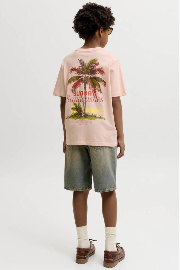 JACK & JONES JUNIOR rechtvallend T-shirt met backprint oranje - Foto 3