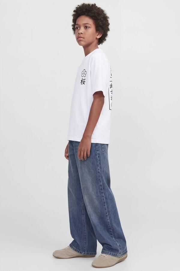 JACK & JONES JUNIOR rechtvallend T-shirt met backprint wit Jongens Katoen Ronde hals - Foto 3