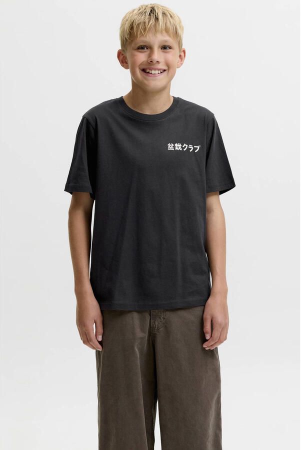 JACK & JONES JUNIOR rechtvallend T-shirt met backprint zwart