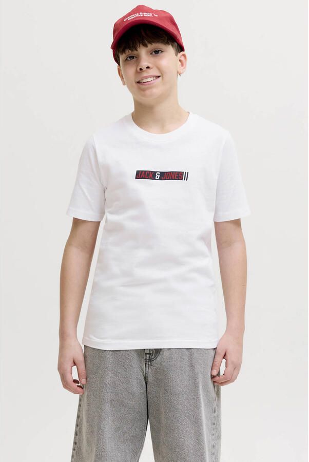 JACK & JONES JUNIOR rechtvallend T-shirt met logo wit