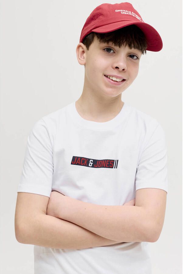 JACK & JONES JUNIOR rechtvallend T-shirt met logo wit - Foto 2