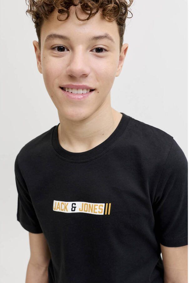 JACK & JONES JUNIOR rechtvallend T-shirt met logo zwart - Foto 2