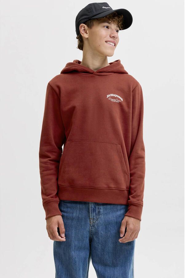JACK & JONES JUNIOR rechtvallende hoodie met backprint rood