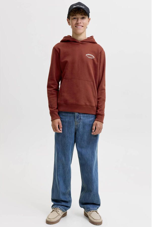 JACK & JONES JUNIOR rechtvallende hoodie met backprint rood - Foto 3