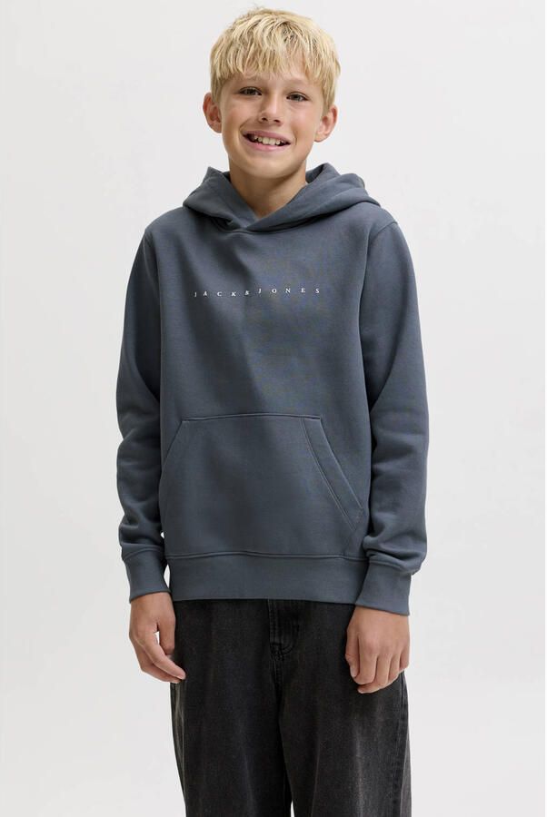 JACK & JONES JUNIOR hoodie met tekst antraciet
