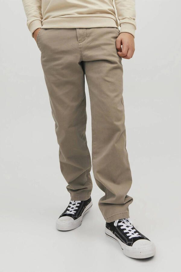 Jack & jones JUNIOR regular fit broek JPSTMARCO JJDAVE beige Jongens Stretchkatoen 176