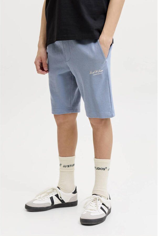 JACK & JONES JUNIOR regular waist sweatshort grijsblauw