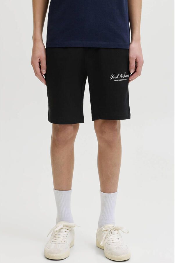 JACK & JONES JUNIOR regular waist sweatshort zwart