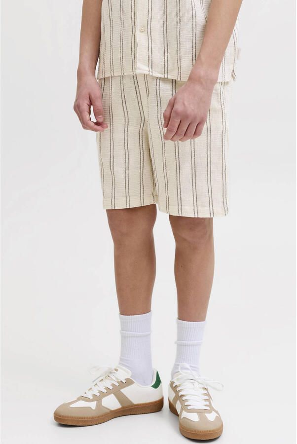 JACK & JONES JUNIOR relaxed gestreepte casual short ecru gebreid