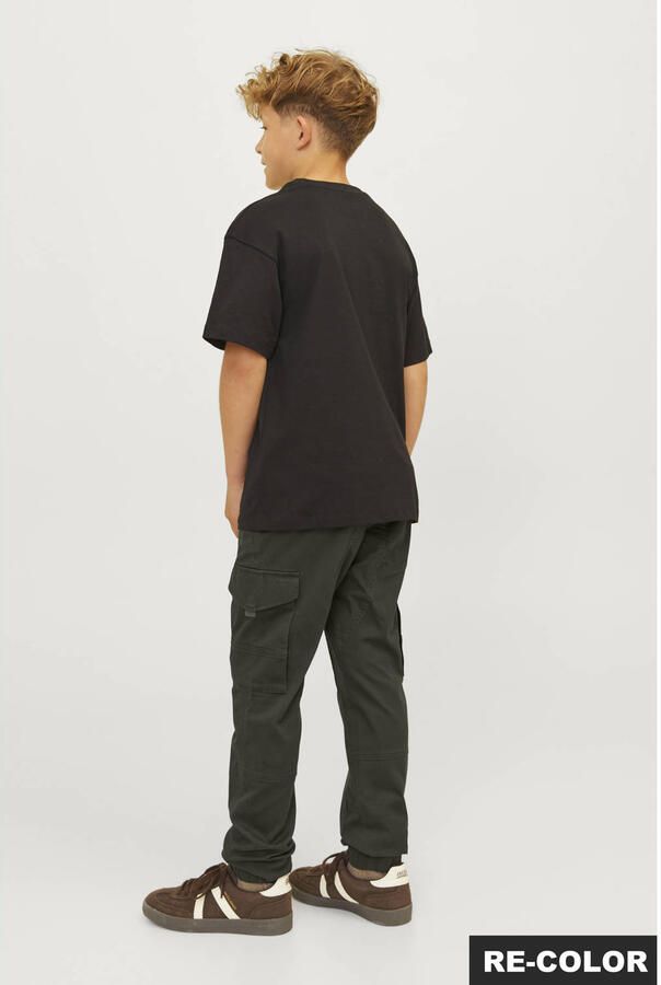 JACK & JONES JUNIOR slim fit cargo broek donkergroen