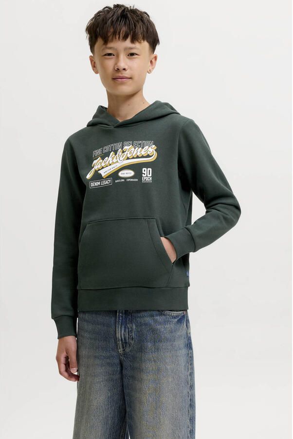 JACK & JONES JUNIOR sweat sweater met logo donkergroen