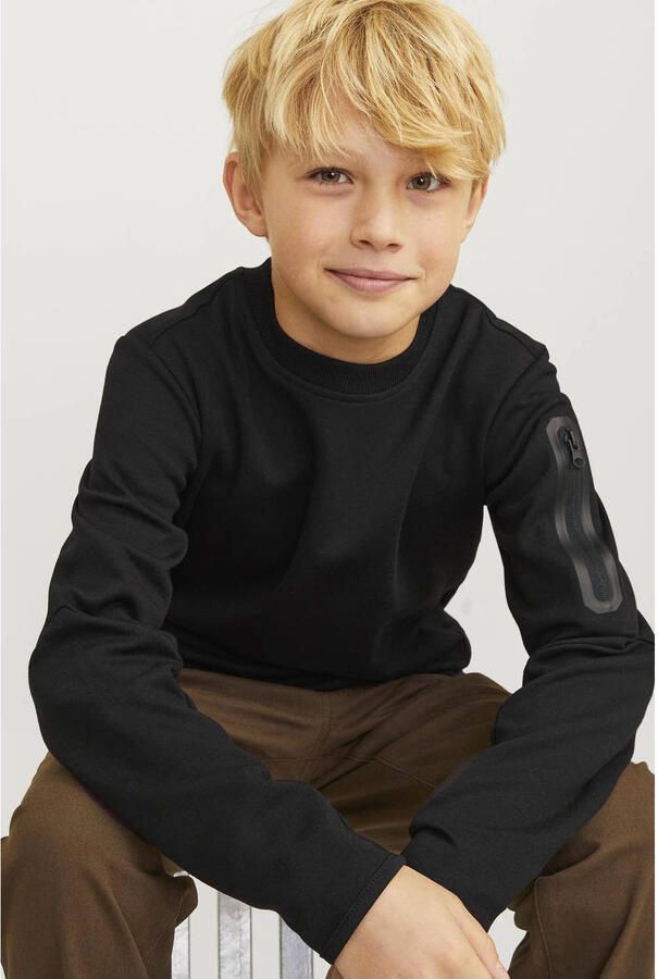 Jack & jones JUNIOR sweater JCOFUSION mosgroen Zwart Effen 176 - Foto 2