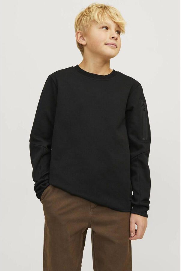 Jack & jones JUNIOR sweater JCOFUSION mosgroen Zwart Effen 176 - Foto 3