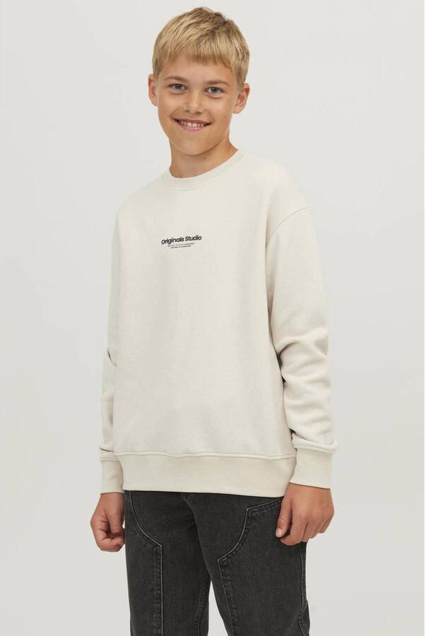 Jack & jones JUNIOR sweater JORVESTERBRO met tekst offwhite Ecru Tekst 176 - Foto 2