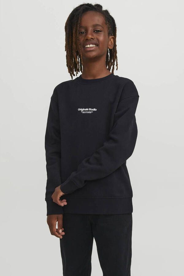 Jack & jones JUNIOR sweater JORVESTERBRO met tekst zwart Ecru Tekst 128 - Foto 2